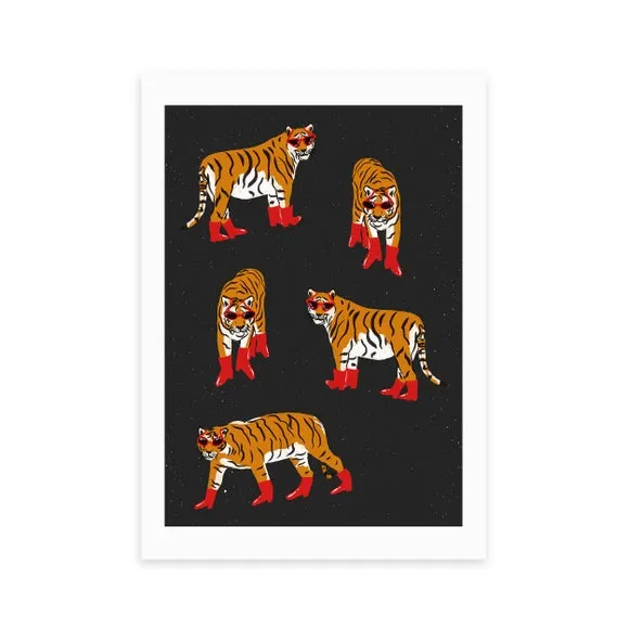 East End Prints Tigers In Red Boots Print by Tartagain 2