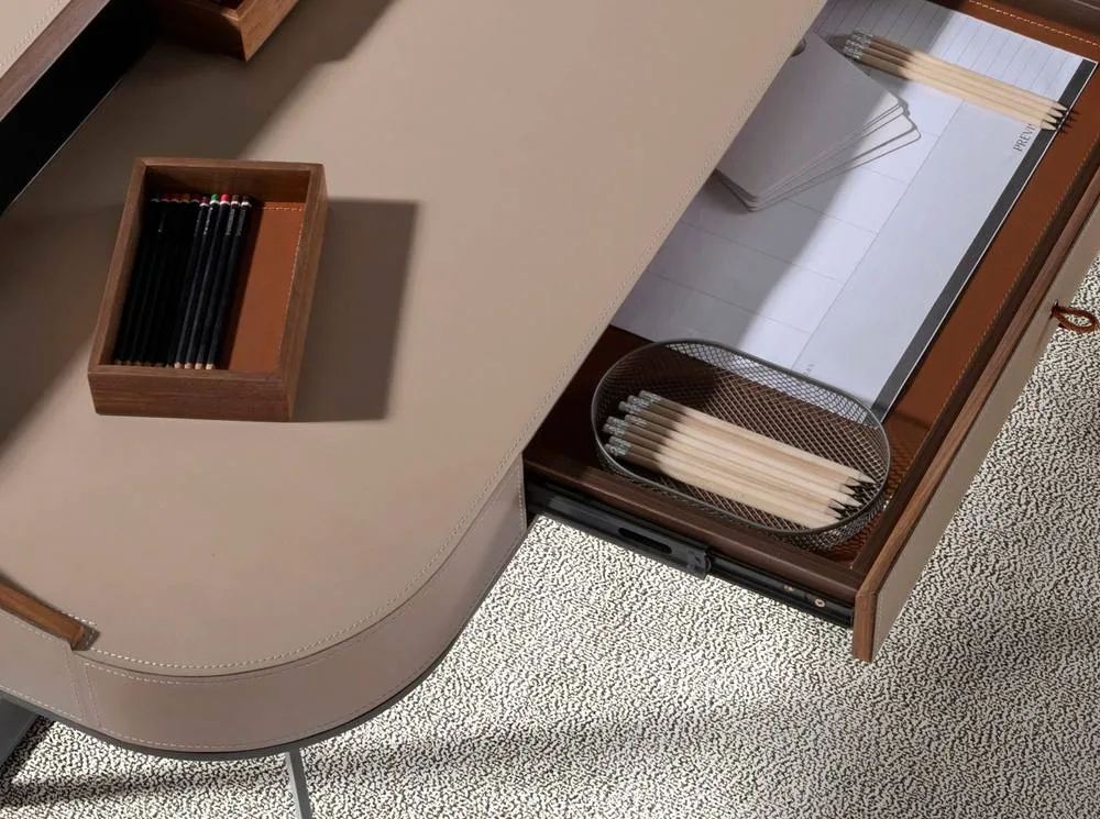 Angel Cerda Desktop dressing table leatherette, walnut & gray steel 5