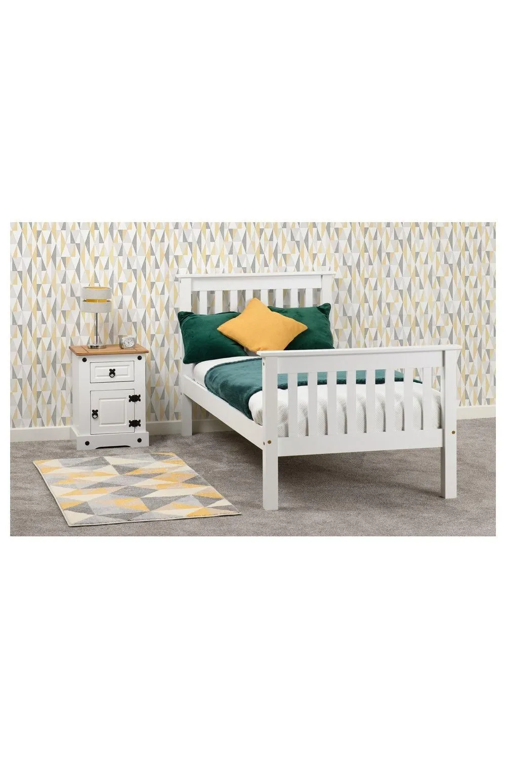 Seconique Monaco 3' Single Bed High Foot End in White 1