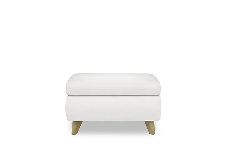 Malmo Leather Coffee Table Storage Footstool - BV Star White