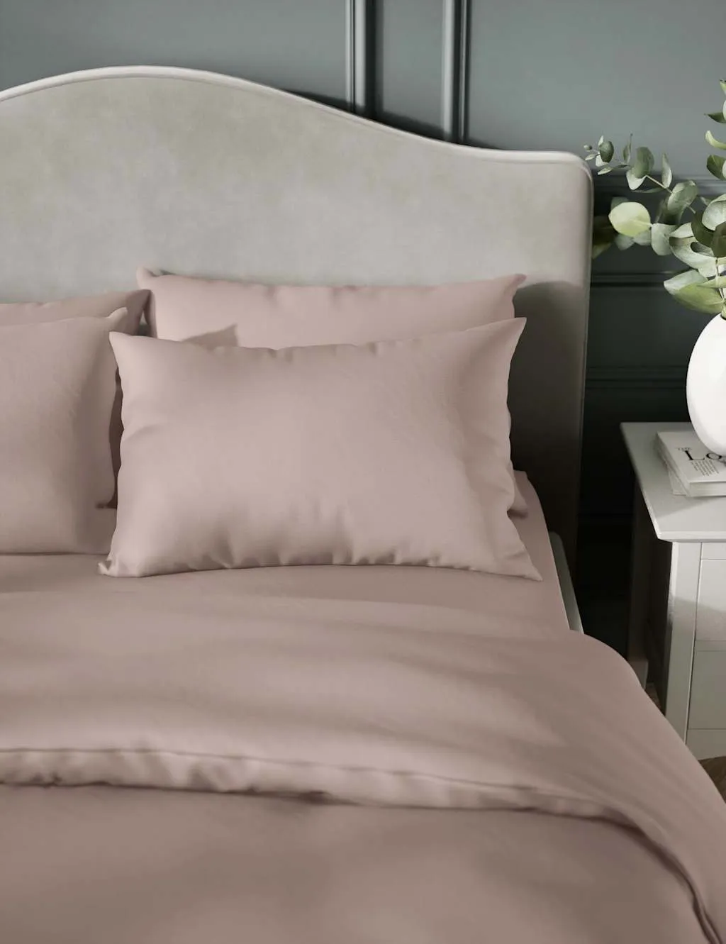 M&S 2 Pack Egyptian Cotton 400 Thread Count Silky Pillowcases Blush Pink