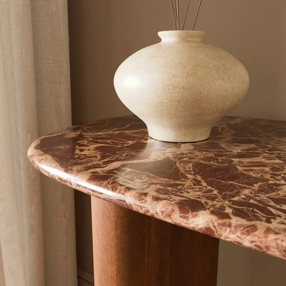 Pondus Console Table, Real Cherry Marble and Mango Wood 3