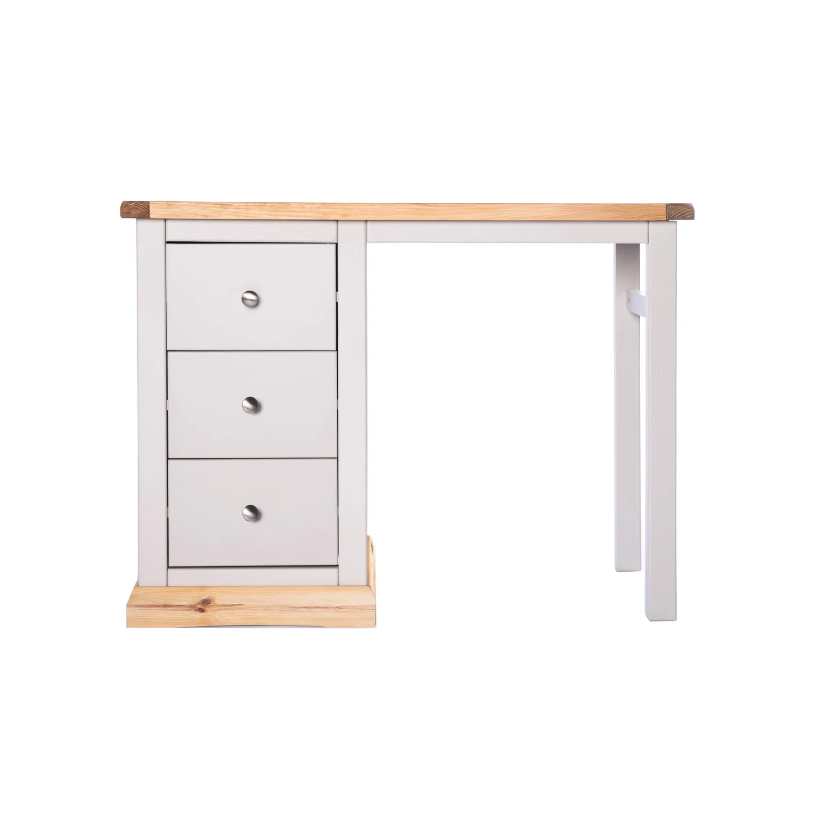 Cabinet Bits Bomporto 3 Drawer Desk - Dressing Table Chrome Knob in Light Grey 2
