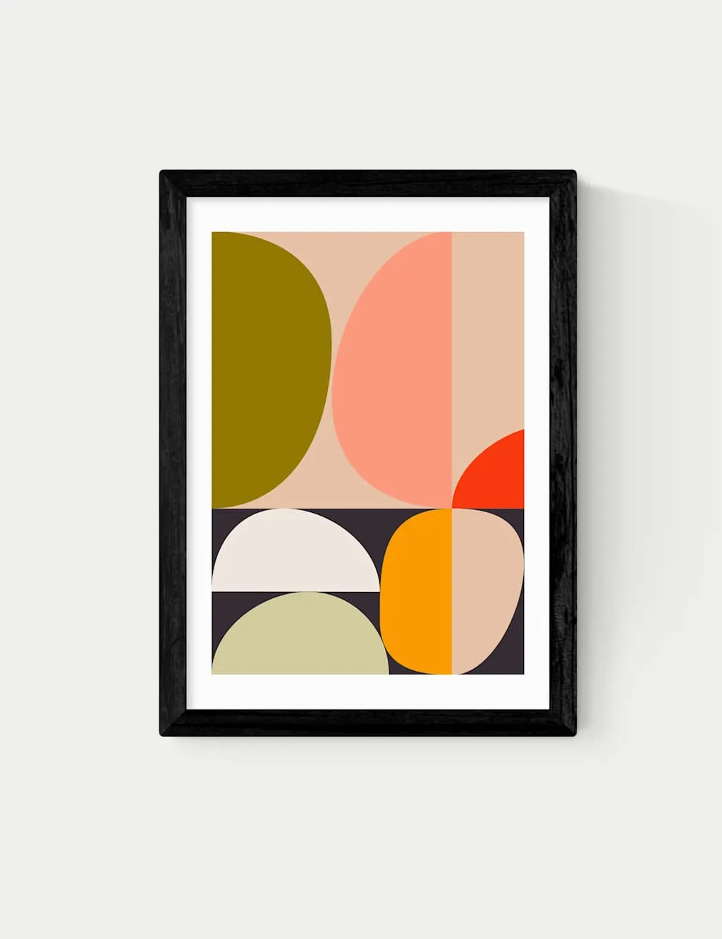 East End Prints Mid Century Half Circles Framed Art Black