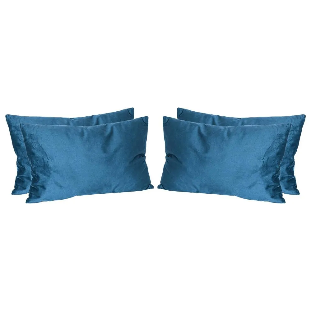 Nicola Spring Rectangle Velvet Cushions - 60cm x 40cm - Pack of 4 in Blue 1