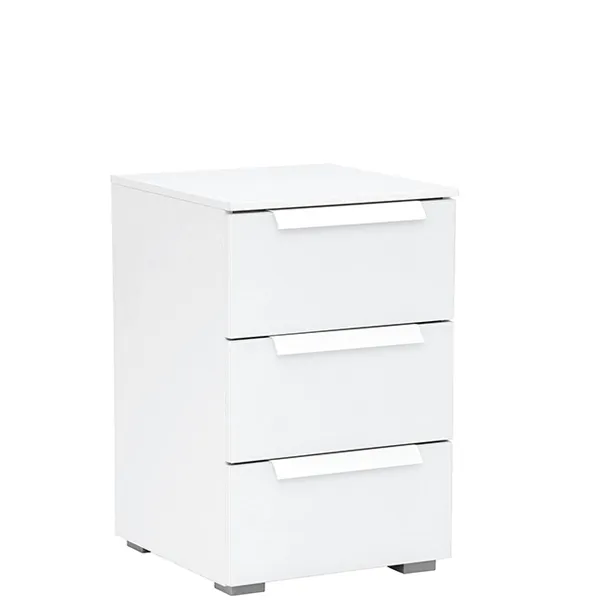 Atlanta 3 Drawer Bedside  Crystal White and Alpine White