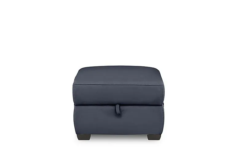 Brescia Leather Storage Footstool - BV Ocean Blue