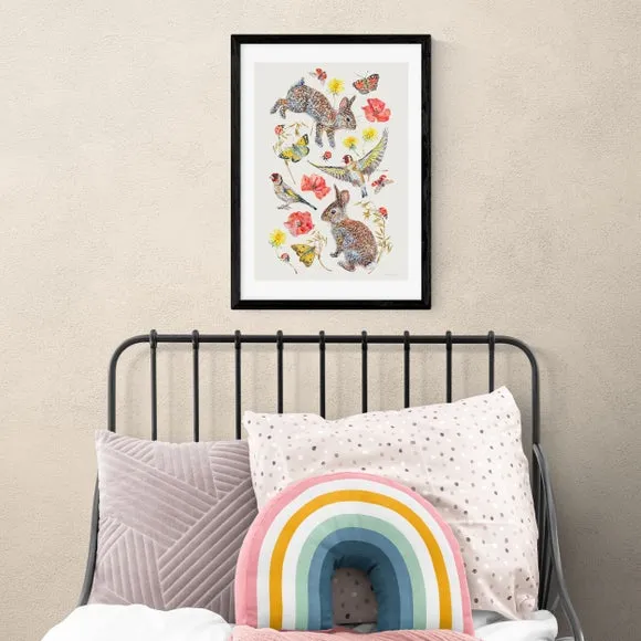 East End Prints Meadow Birds Bunnies And Butterflies Print 1
