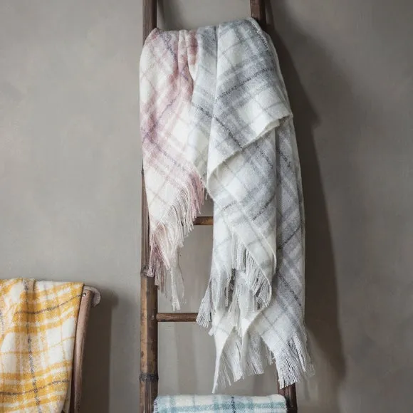 Crossland Grove Check Faux Mohair Throw Grey 1300x1800mm, Grey 2