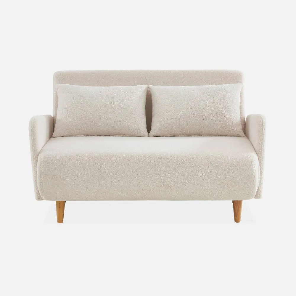 sweeek 2-seater Scandinavian Convertible Sofa With Boucle Fabric in Cream 2