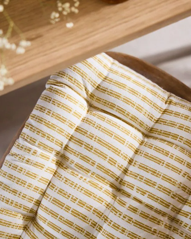 Dibor Vintage Yellow Striped Chair Seat Pad Garden Furniture Cushion L40cm x W40cm 4