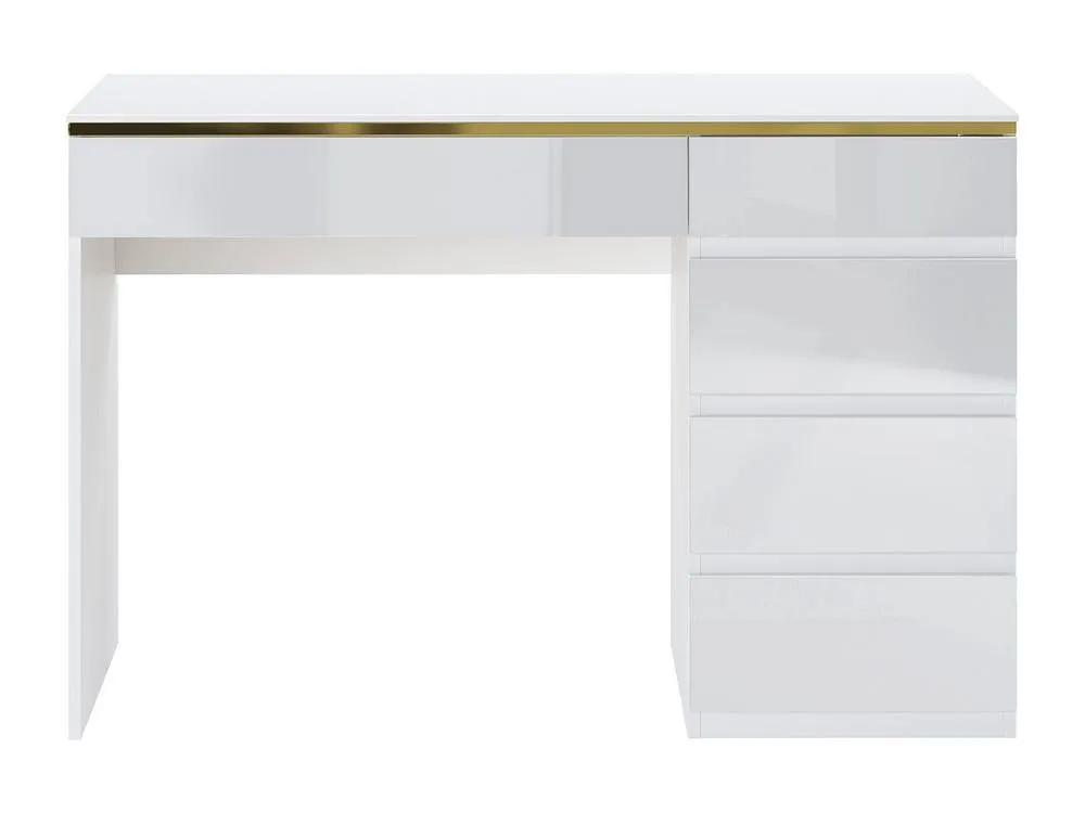Vente-unique Desk - 5 Drawers - Glossy White & Gold - VUKIA 2