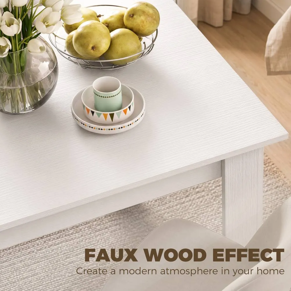 HOMCOM Square Dining Table, Kitchen Table with White Wood Effect 5