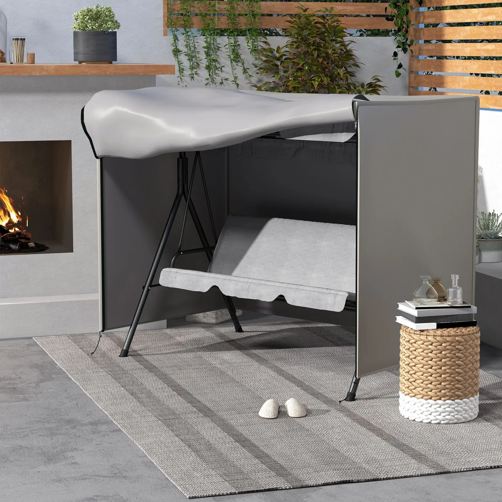 OUTSUNNY Garden Furniture Protector Patio Swing Chair Cover in Light Grey