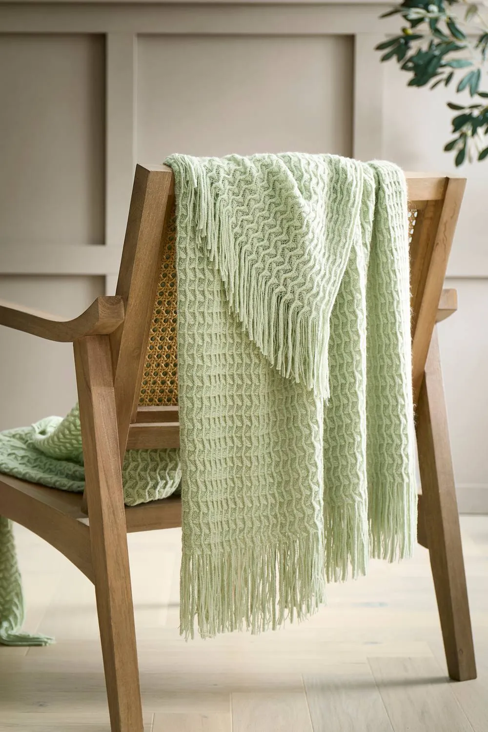 Appletree 'Textured Knit' Knitted Throw in Green