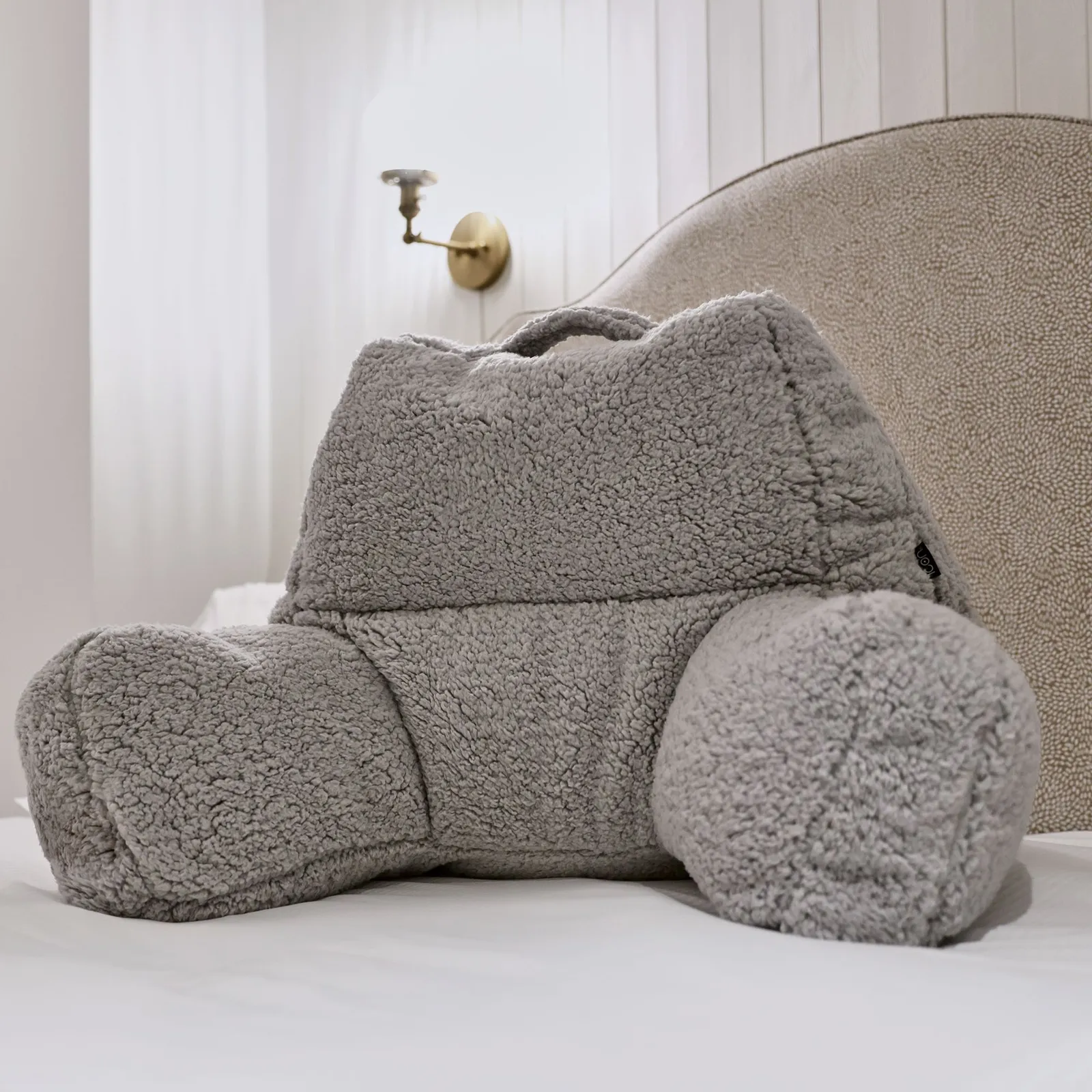 icon Soft Teddy Bear Cuddle Cushion Reading Support Pillow in Grey