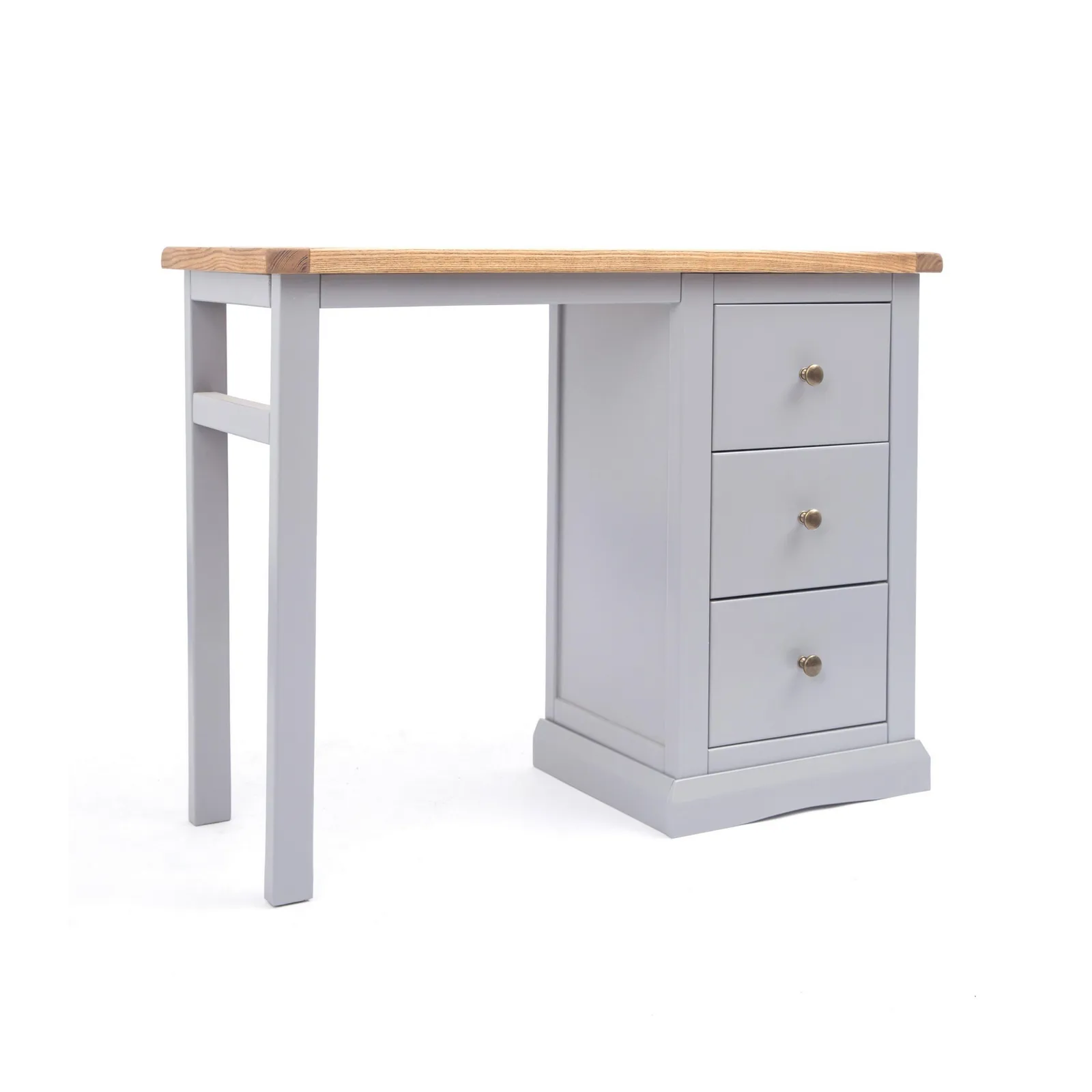 Cabinet Bits Rocca 3 Drawer Desk - Dressing Table Brass Knob in Grey 2