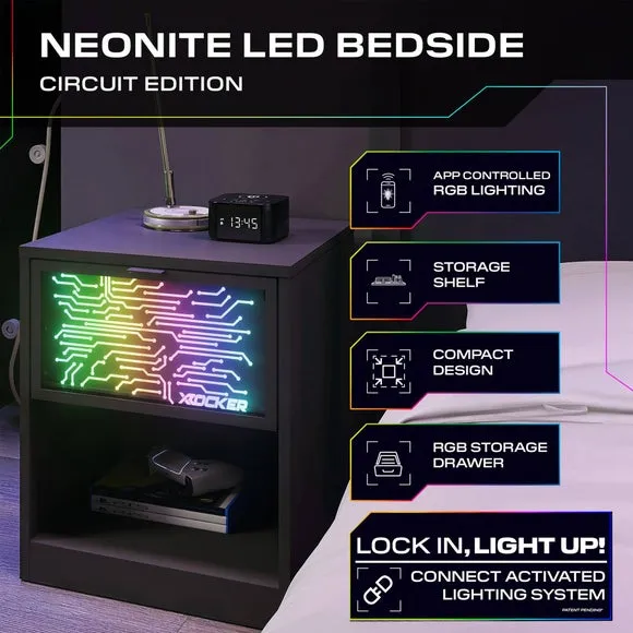 X Rocker NeoNite Circuit Edition LED Bedside Table 2