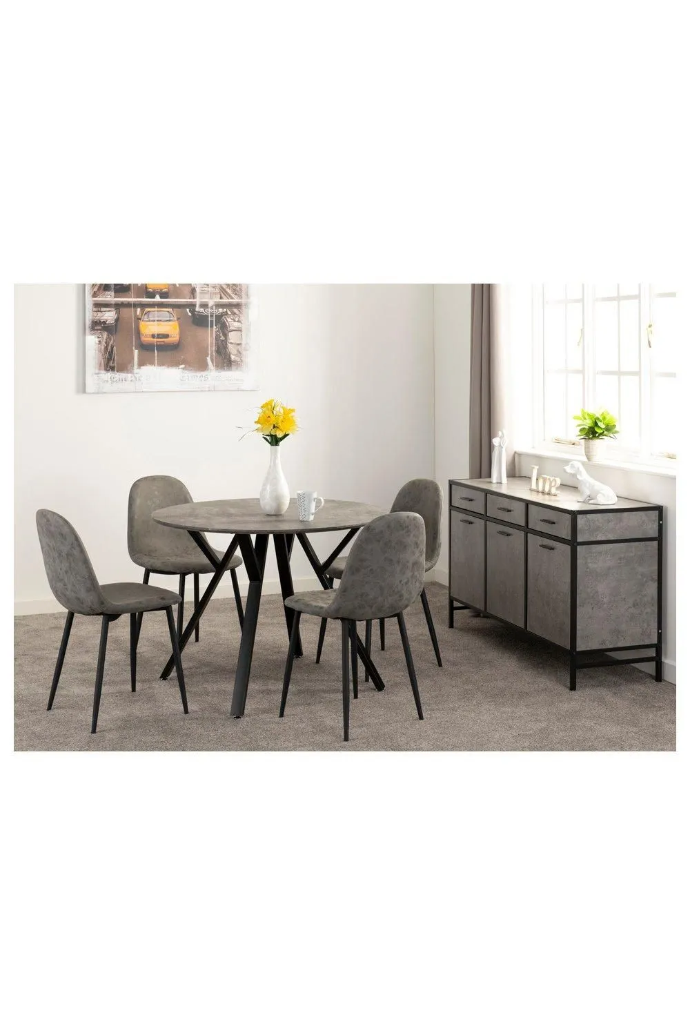 Seconique Athens Round Dining Set in Grey 4