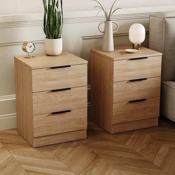 Hayes Set of 2 3 Drawer Bedside Tables 1