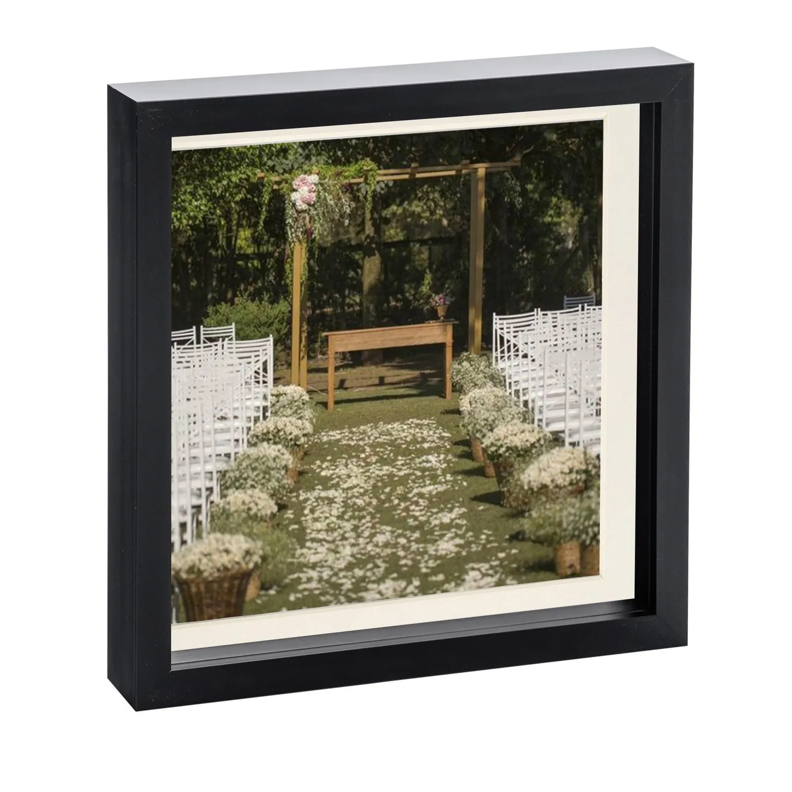 Nicola Spring 10x10" 3D Box Photo Frame 8x8" in Ivory