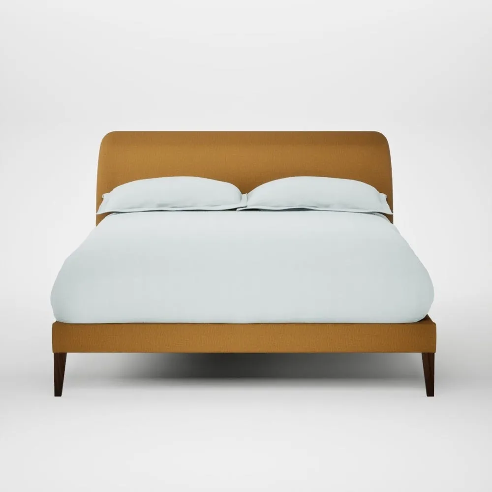 Heal's Wallis Bed Double Smart Cotton Linen Sahara Walnut Stained Feet
