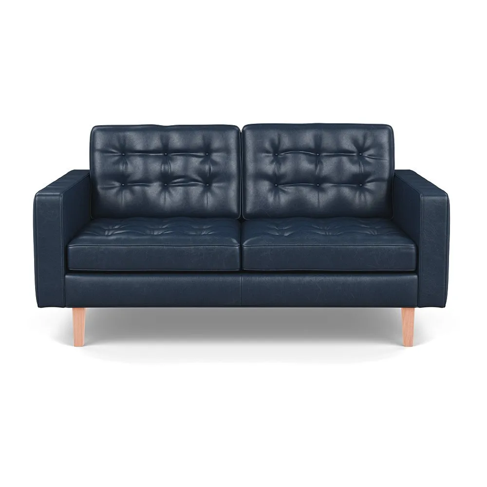 Heal's Hepburn 2 Seater Stonewash Leather Navy 279 Natural Feet 1