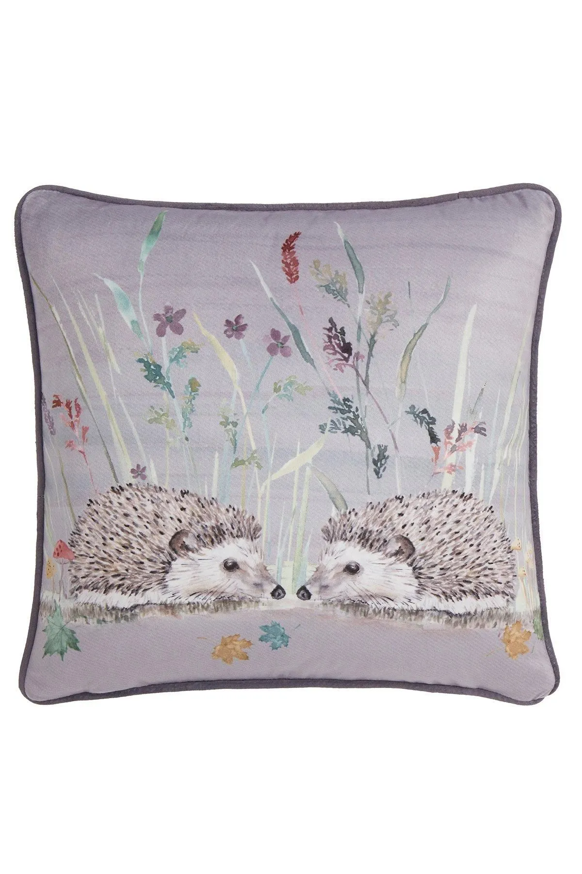 Dreams & Drapes 'Colville Hedgehog' Velvet Filled Cushion in Grey 2