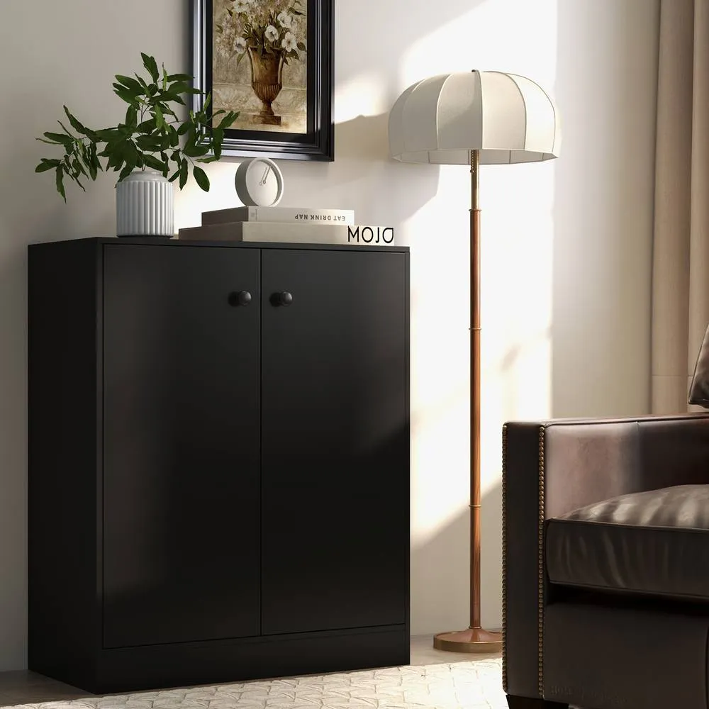 Costway 2-Door Storage Cabinet Buffet Cabinet w/ 3 Shelves Sideboard Kitchen Hallway in Black 6