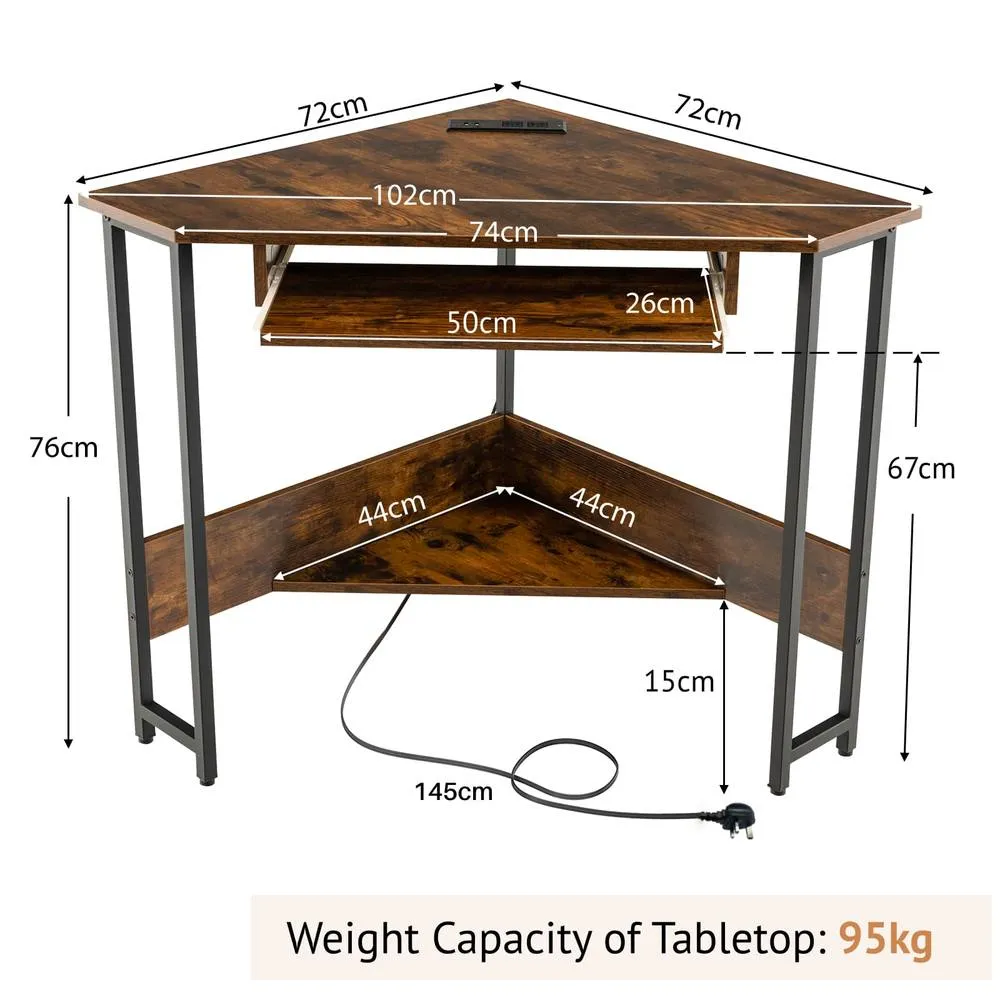 Costway Corner Desk Small Computer Desk Triangle Laptop Workstation in Brown 2