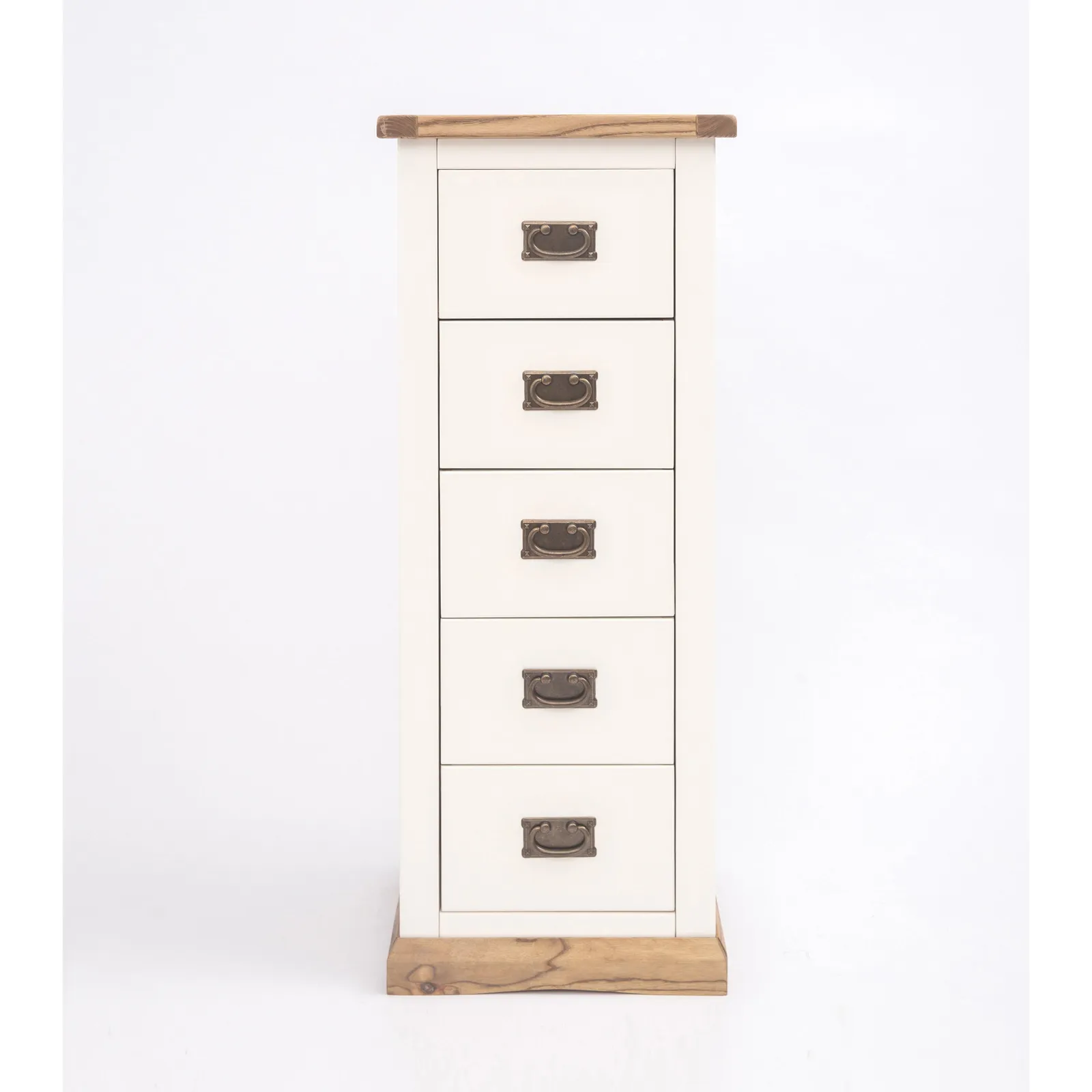 Cabinet Bits Tropea 5 Drawer Narrow Chest of Drawers Bras Drop Handle in Off-White