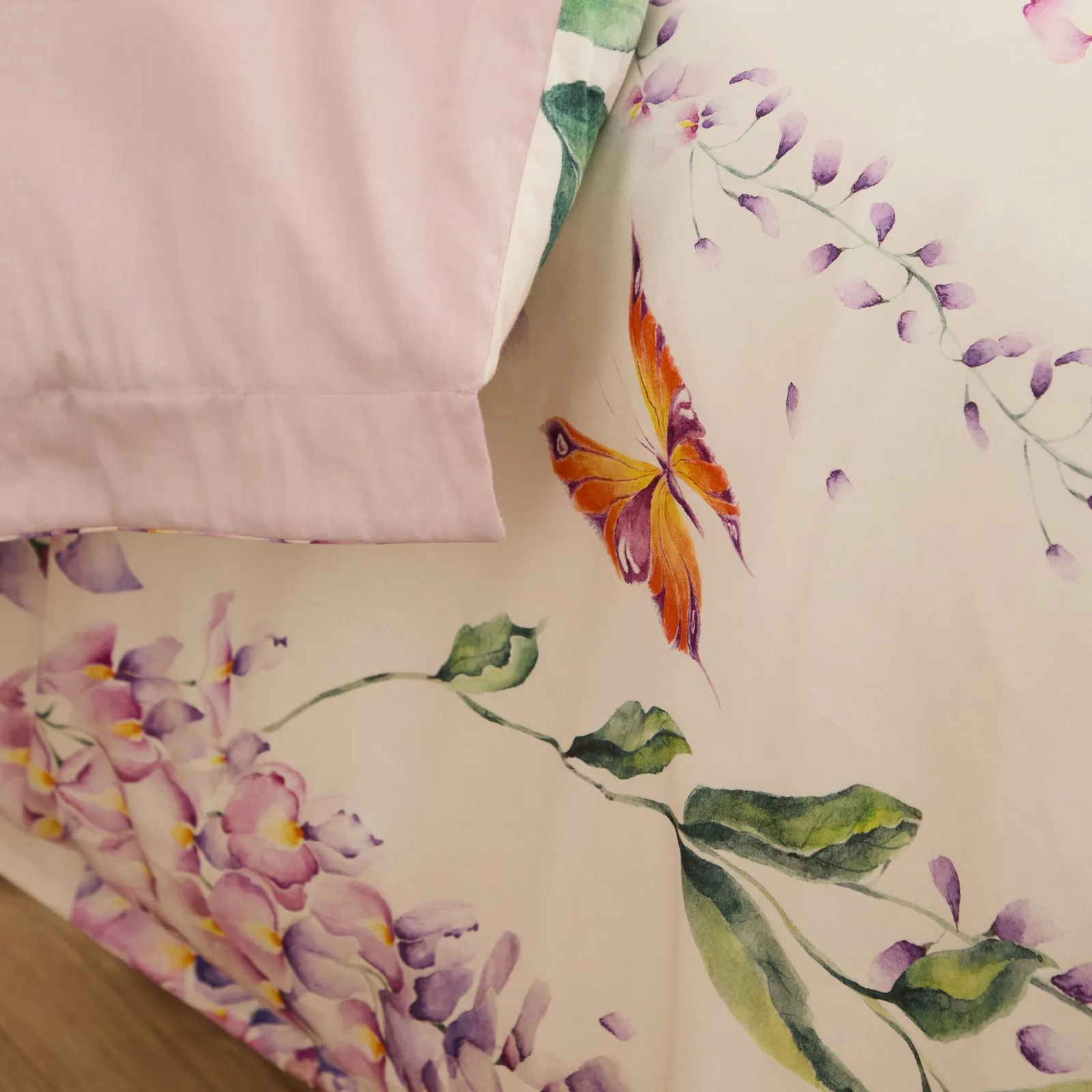 Voyage Maison Mariposa Oxford Edge 100% Cotton Duvet Cover Set in Purple 4