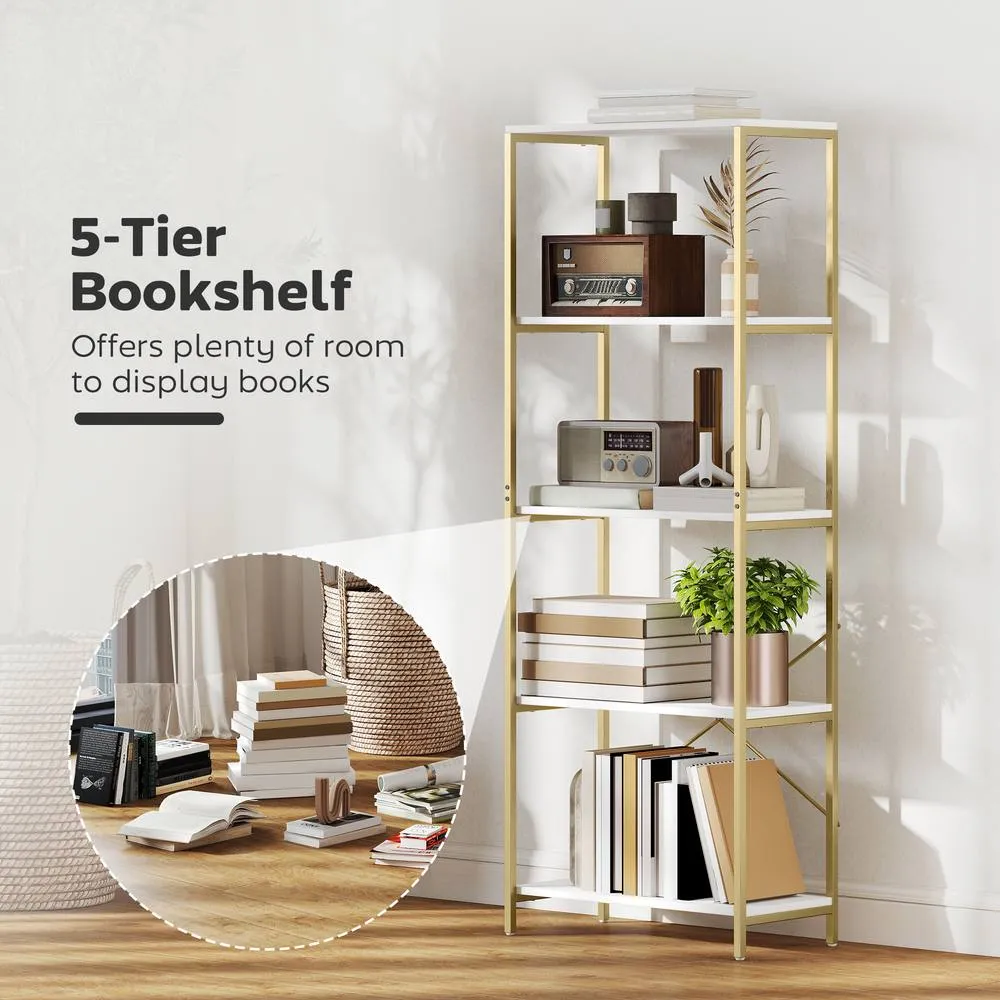 HOMCOM Modern Bookshelf, Freestanding Bookcase in White 4