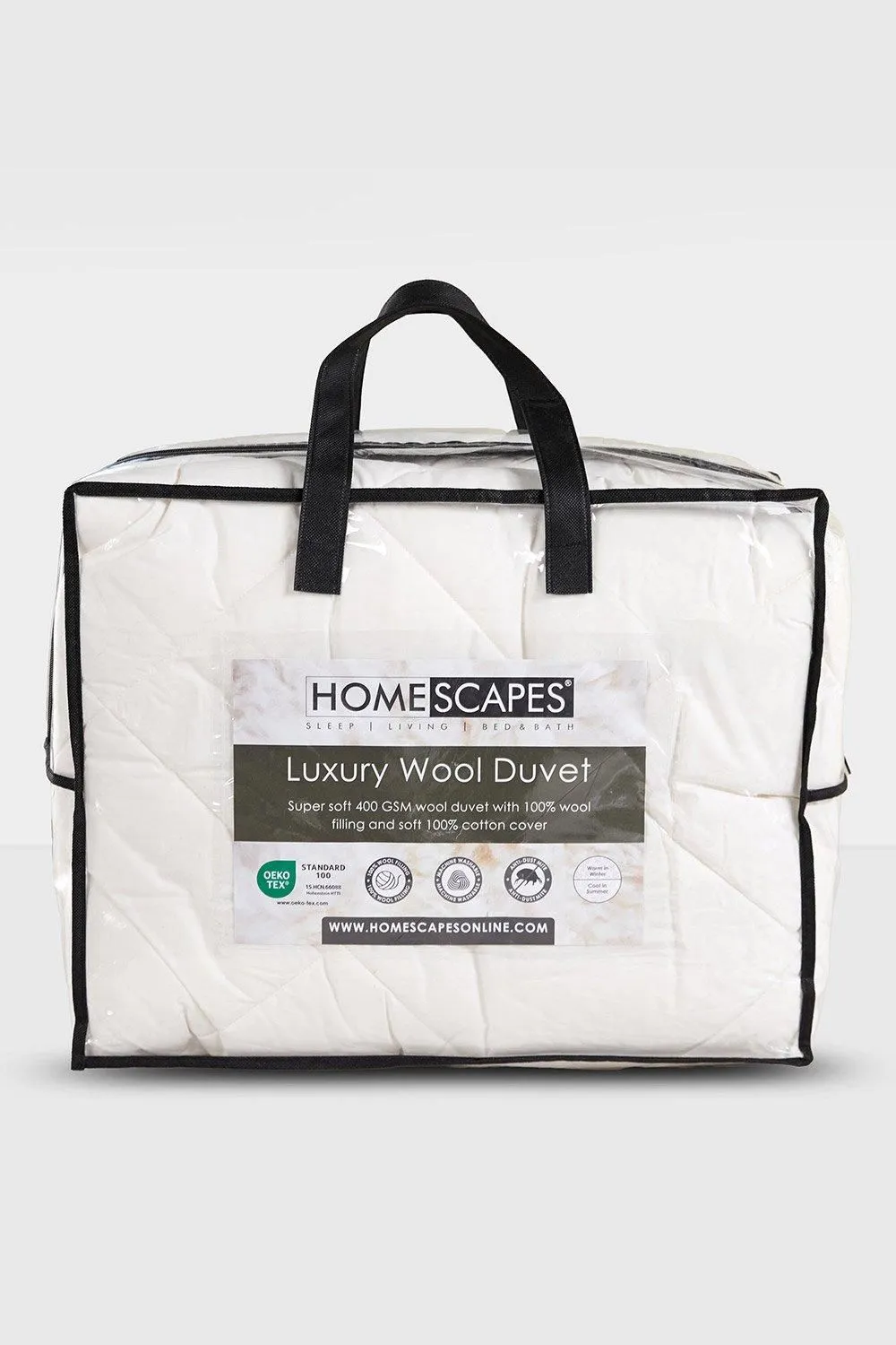 Homescapes Premium Heavy Wool Duvet Warm & Washable in White 2