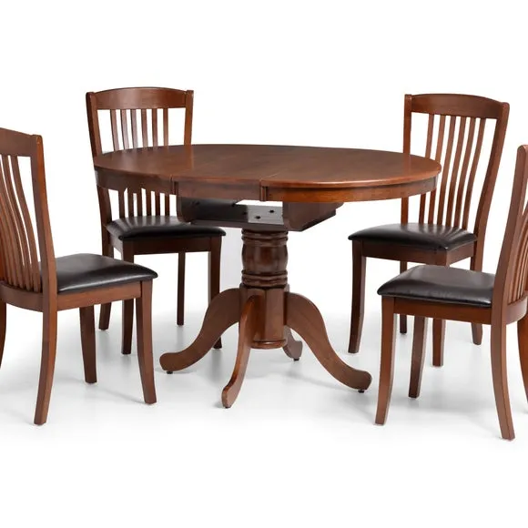 Canterbury 4-6 Seater Round to Oval Dining Table with 4 Chairs, Brown 3