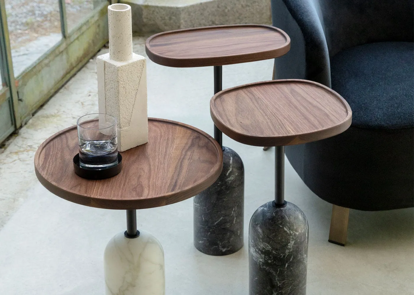 Porada Ekero Oval Side Table Grigio Carnico Base 2
