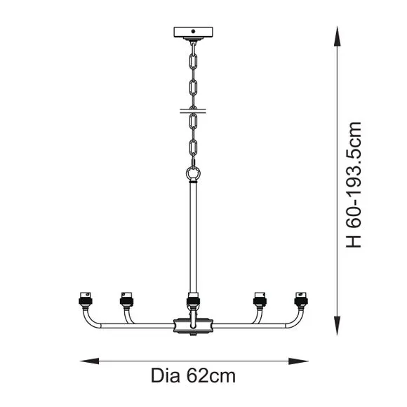 Vogue Leila 5 Light Adjustable Chandelier 6