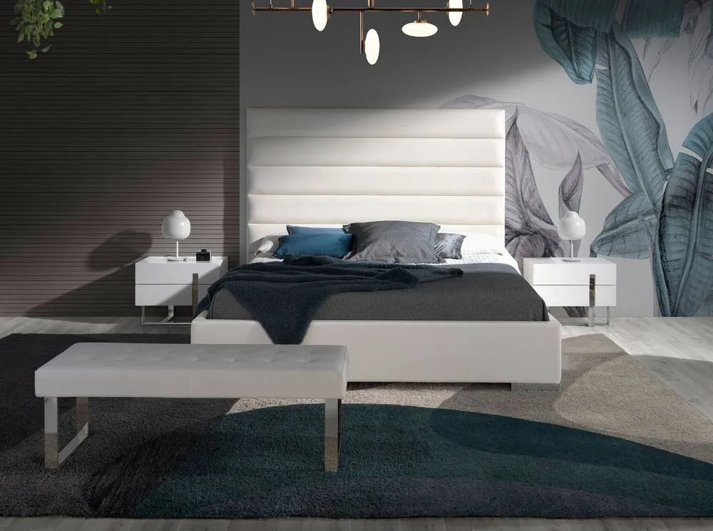 Angel Cerda White Leatherette Bench, 120x45x42 cm 4