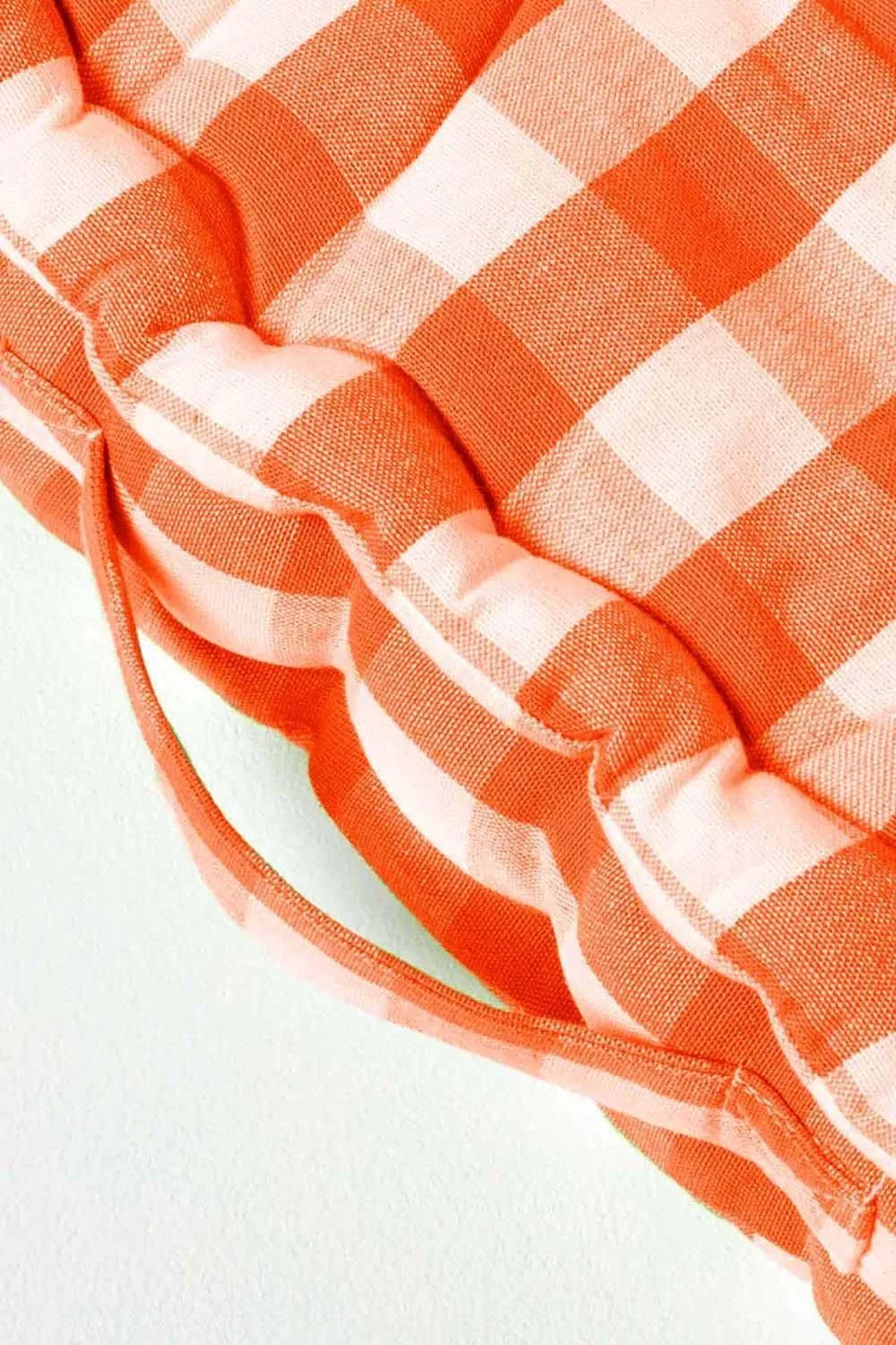 Homescapes Block Check Cotton Gingham Floor Cushion in Orange 4