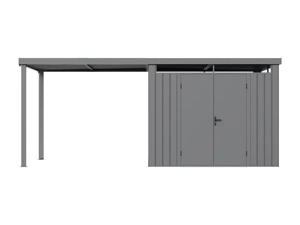 Vente-unique Galvanised Steel Metal Garden Shed 6.25 M² With Lean-To - Grey - 0.35 3
