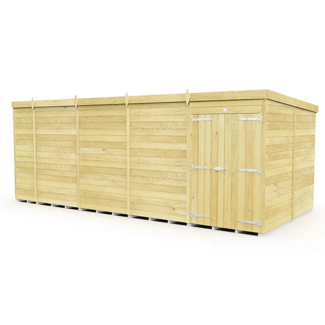 Buttercup Farm 19 x 8 Feet Pent Shed - Double Door W/O Window - L231 x W560 x H201 cm in Brown