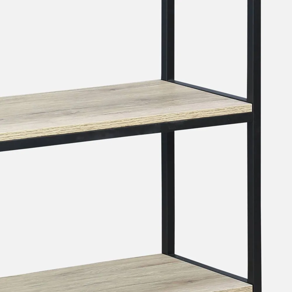 sweeek 3-level Industrial Bookcase With Wood & Metal Effect in Black 4