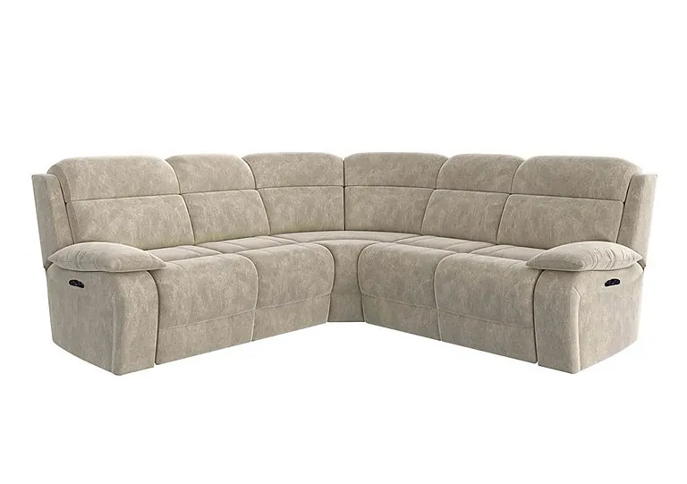 Moreno Large Fabric Power Recliner Corner Sofa with Power Headrests - Cream