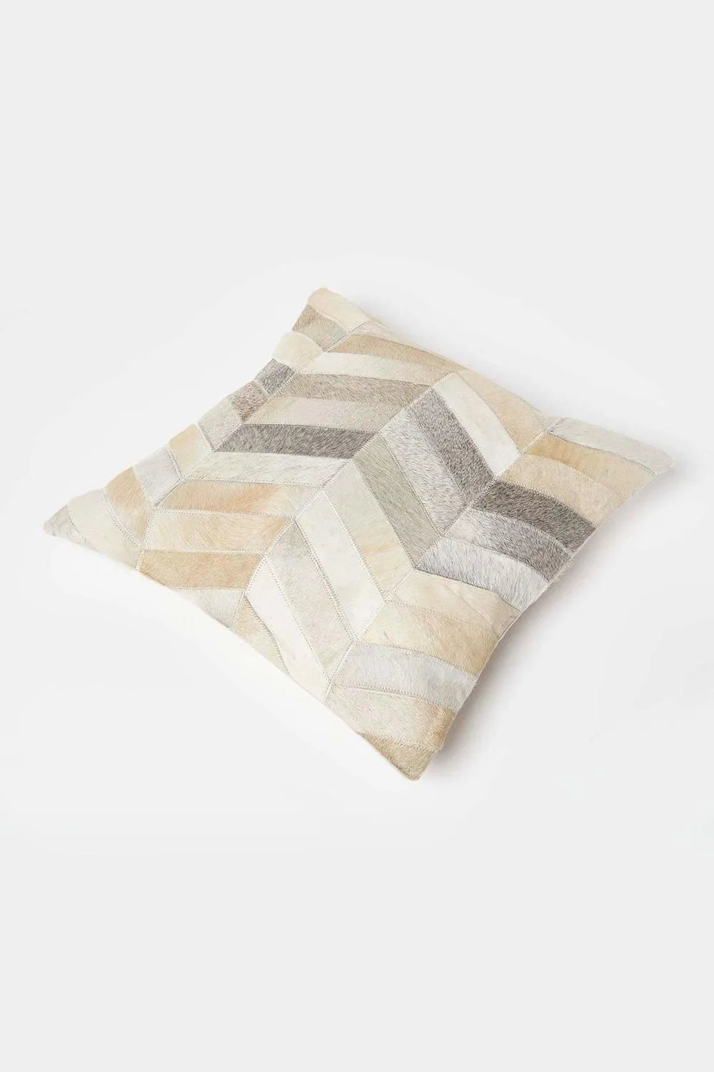 Homescapes Cream & Grey Leather Cushion 45 x 45 cm 5
