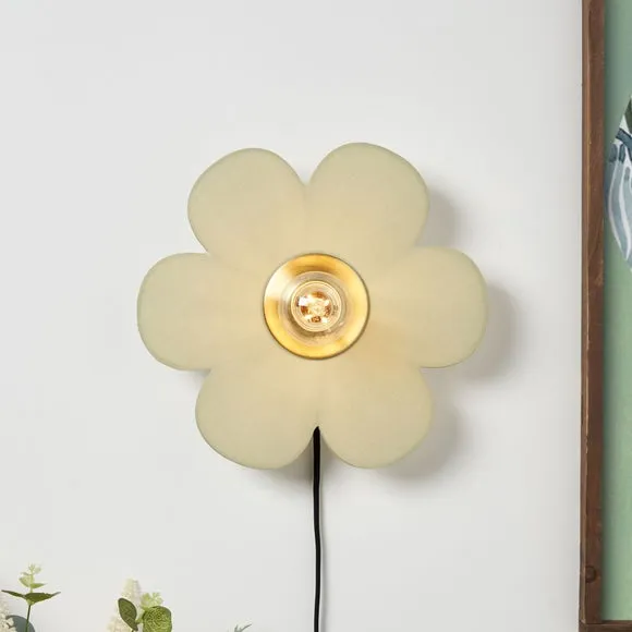 Flower Fabric Plug In Wall Light 1