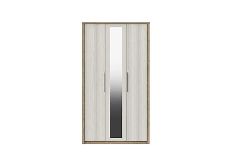 Chelsea 3 Door Tall Wardrobe with Mirror Door and Silver Handles