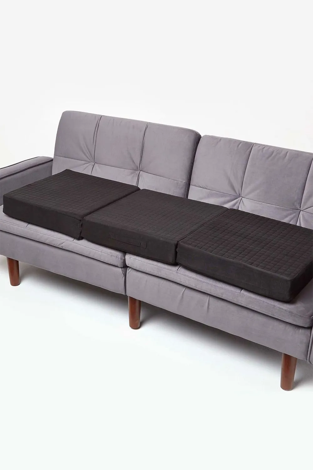 Homescapes Quilted Polyester 3 Seater Orthopaedic Booster Cushion Cover in Black 2