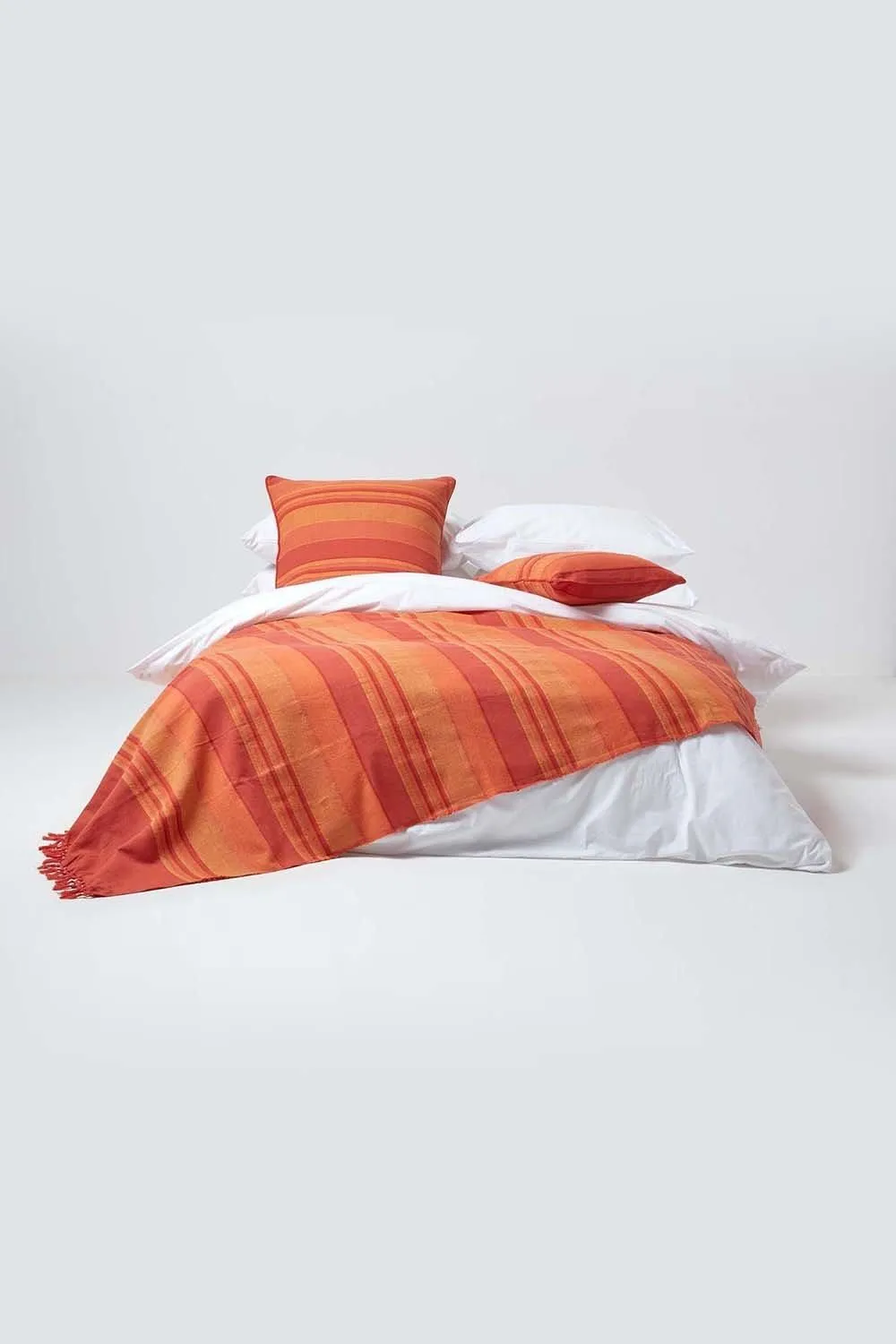 Homescapes Cotton Striped Morocco Cushion Cover in Terracotta 4