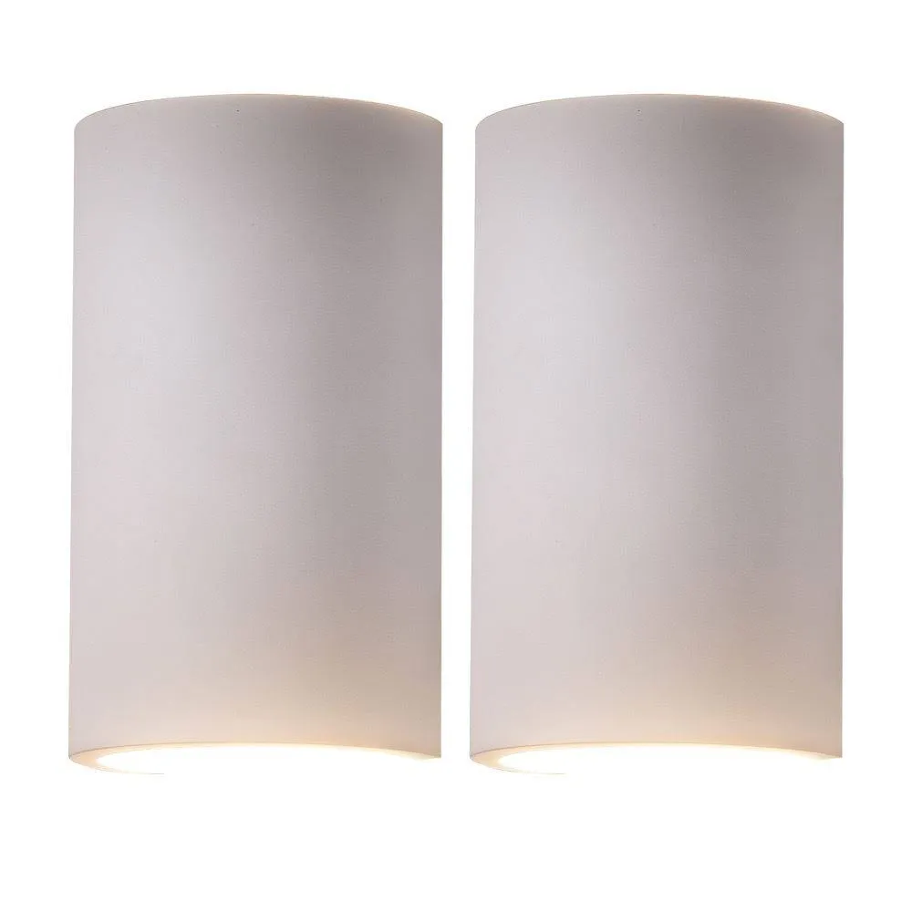 First Choice Lighting Set of 2 Evie - White Plaster GU10 Wall Lights