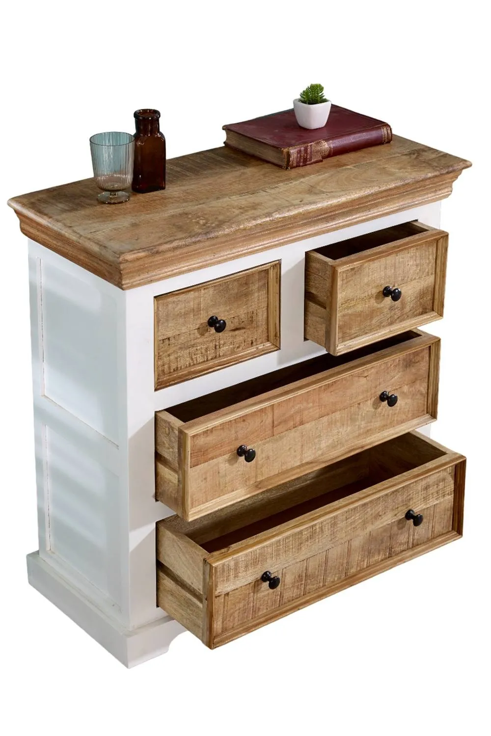 IH Design Washington Solid Mango Wooden White Chest of 4 Drawers 3